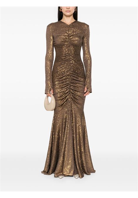 Gold-tone long-sleeve fishtail gown Norma Kamali - women NORMA KAMALI | ST4243SQE38151